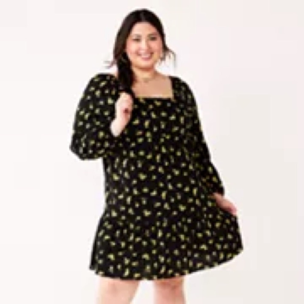 Juniors Plus Size Tiered Back-Tie Babydoll Dress